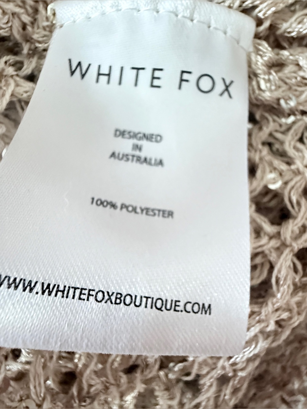 White Fox Angel Eyes Champagne Crochet Beach Cover-Up Maxi Dress - Picture 6 of 8